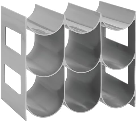 mDesign Wine Rack Storage Organizer - 3 Tiers 9 Bottles Gray