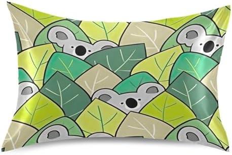 TSENQUE Cartoon Koala Bear Leaf Sateen Pillowcase 1