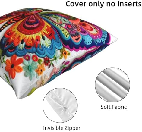Ogniwo Embroidery Butterfly Throw Pillow 12x12 Inch Soft Square Cushion Case 1
