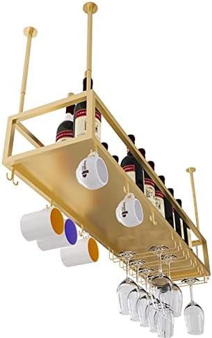 Suuim Ceiling Wine Rack with Adjustable Hanging Glass Holder
