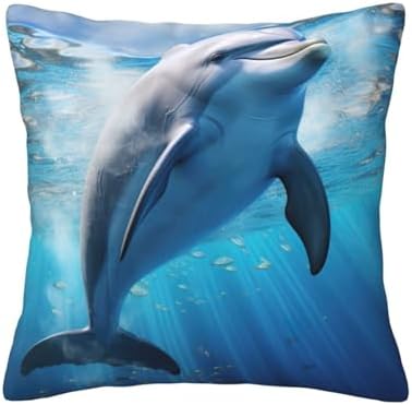 Ogniwo Cool Dolphin Throw Pillow 12x12 Inch Soft Square Cushion Case