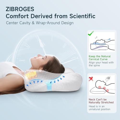 Zibroges Memory Foam Cervical Pillow for All Sleep Positions