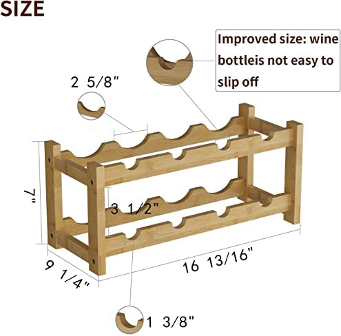 BAMEOS 8-Bottle Freestanding Bamboo Wine Rack
