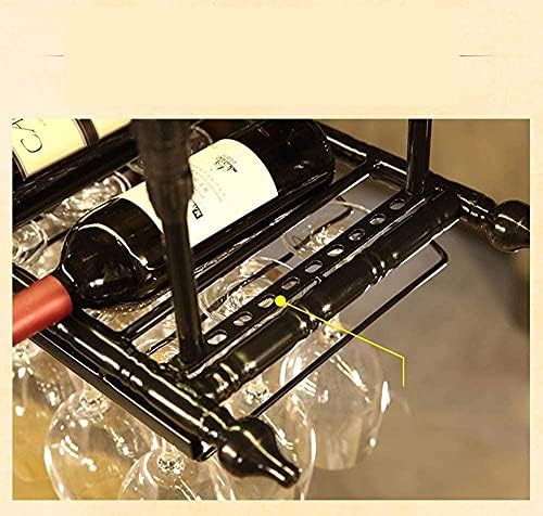 Modern Ceiling Wine Rack with Adjustable Rod and Glass Holder