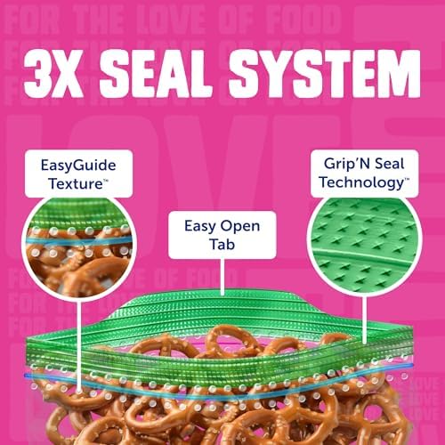 Ziploc Snack Bags with EasyGuide Texture 108 Count