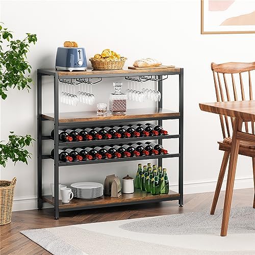 Giantex 5-Tier Wine Rack Table with 22 Bottles and 20 Glasses Holder
