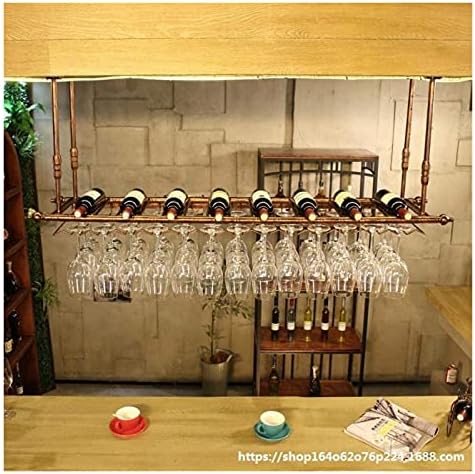 Ceiling Hanging Wine Rack with Glass Holder Shelf and Stemware Holder
