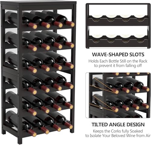 FoverOne 24-Bottle Bamboo Freestanding Wine Rack - Dark Brown