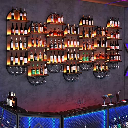 RAJYQODIS Wall Mounted Wine Rack 3-Tier Black Industrial Style