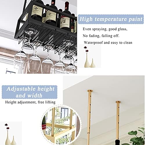 Industrial Black Wine Rack with Stemware Storage