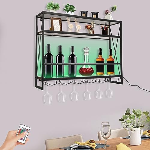 Gagalayong Wall Mounted Wine Rack with LED Light