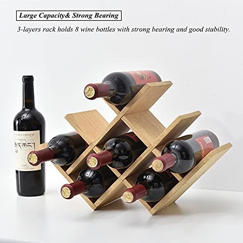KIRIGEN 3-Tier Wooden Wine Rack for 8 Bottles 1