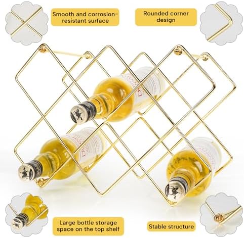 Modern Gold Metal Wine Rack 10 Bottles