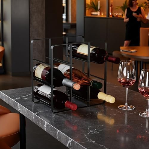 Buruis 9-Bottle Metal Wine Rack Black Freestanding 1