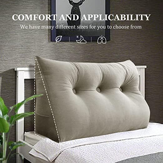 Homecozy Wedge Pillow 39in Light Tan for Bed Reading Support