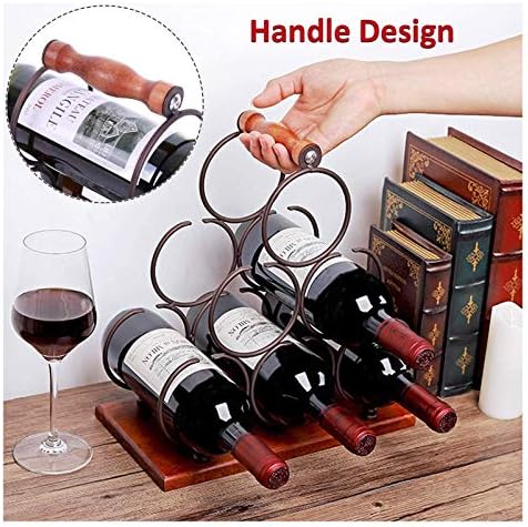 BOCbco Rustic Tabletop Wine Rack Holds 6 Bottles