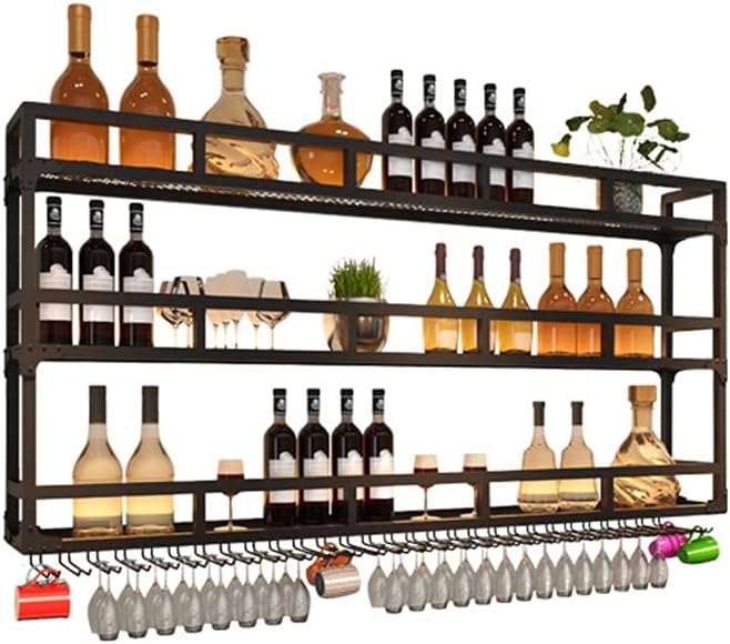 SilteD Wall-Mounted Wine Rack with 2-Tier Metal Design