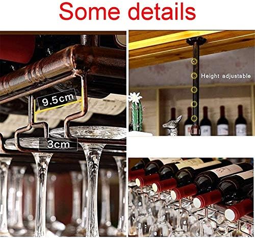 Ceiling Wine Rack with Glass Holder Shelf 120x35cm