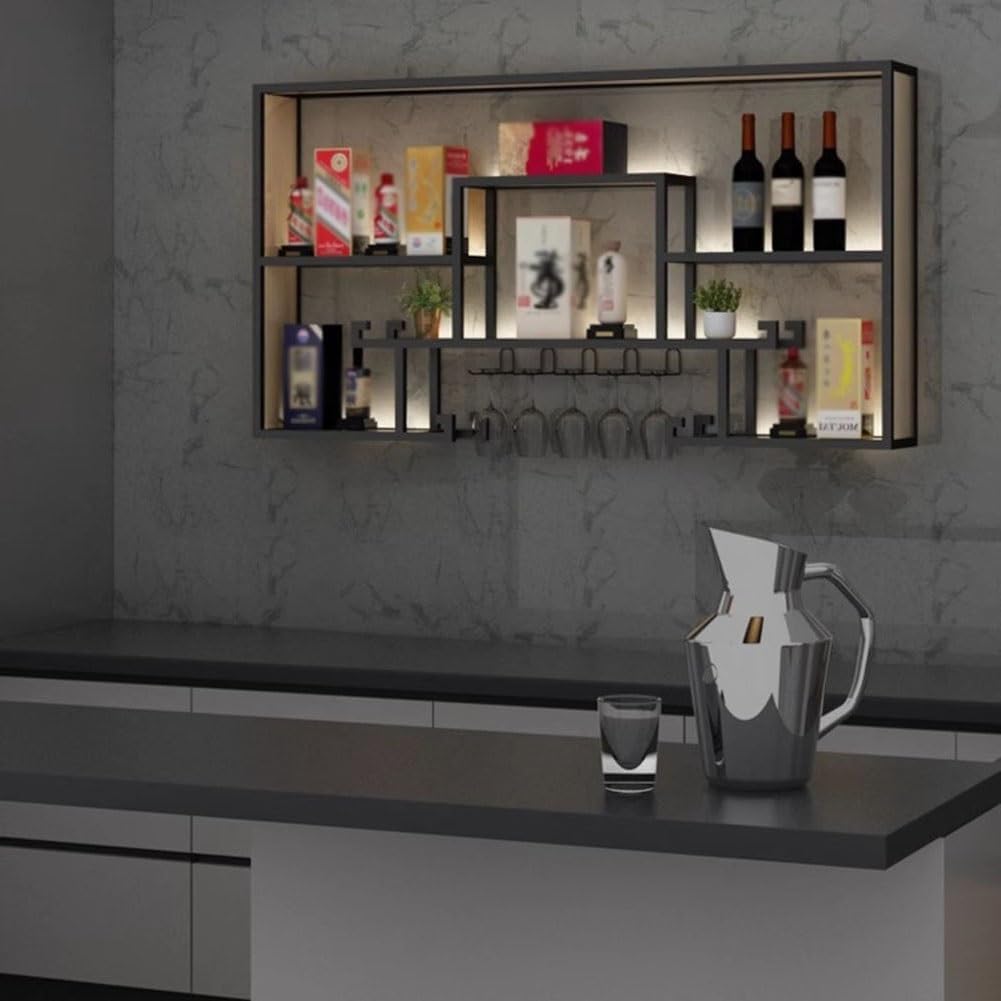 SilteD Wall Mounted Wine Rack with Industrial Iron Design
