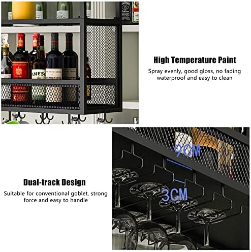 LUCEAE Industrial Hanging Wine Rack with Lights Bar Ceiling Mounted 10030Cm