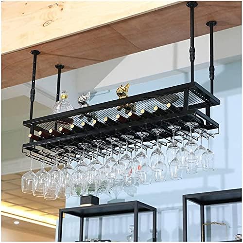 Suuim Hanging Wine Rack with Glass Holder and Shelf