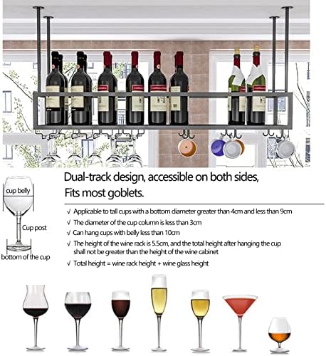 Suuim Iron Wine Holder Ceiling Rack with Adjustable Height