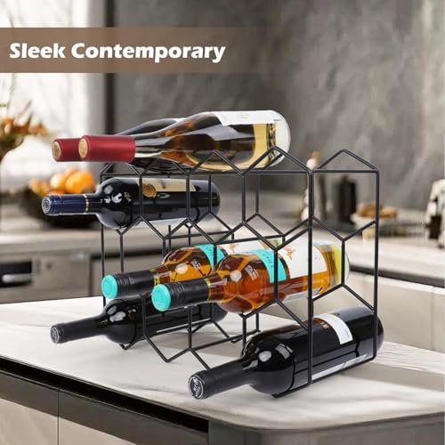 Luoieo Black Wine Rack 14 Bottles 3 Tier Matte Stainless Steel Holder