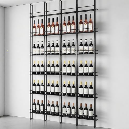 RAJYQODIS Wall Mounted 6-Tier Wine Rack - Black Industrial Style