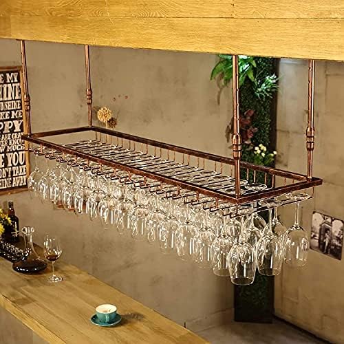 Ceiling Wine Rack with Glass Holder Shelf 90x35cm