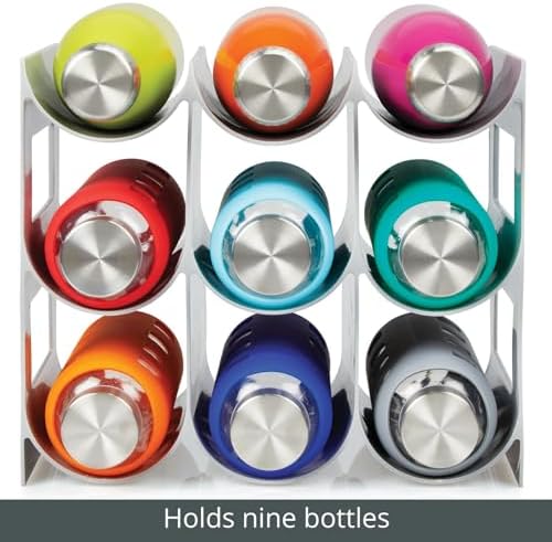 mDesign Wine Rack Storage Organizer - 3 Tiers 9 Bottles Gray