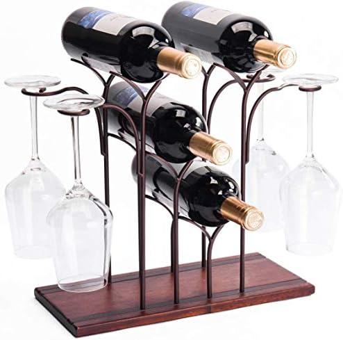 BOCbco Tabletop Wine Rack 4 Bottles 4 Glasses 1