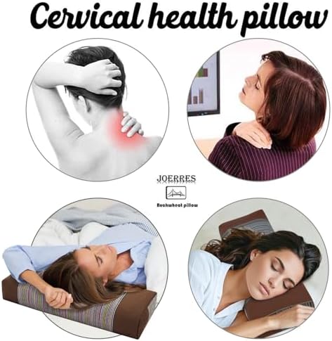 JOERRES Buckwheat Pillow for Neck Support Brown 21x8x3 Inch