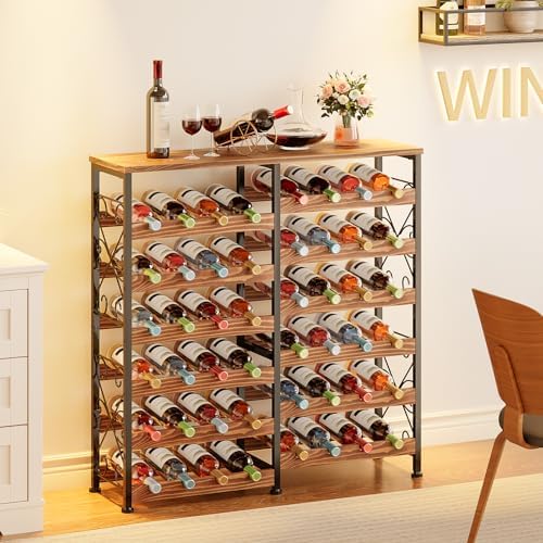 Sonyabecca 48 Bottle Freestanding Wine Rack with Solid Wood Top