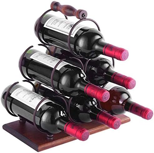 BOCbco Rustic Tabletop Wine Rack Holds 6 Bottles
