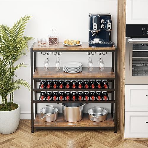 Giantex 5-Tier Wine Rack Table with 22 Bottles and 20 Glasses Holder