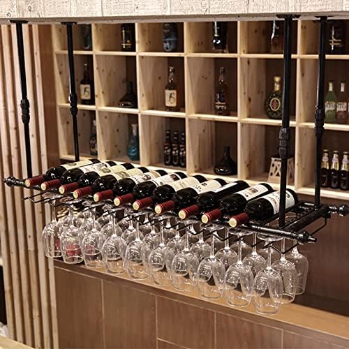 Industrial Black Metal Wine Glass Holder 120x30cm