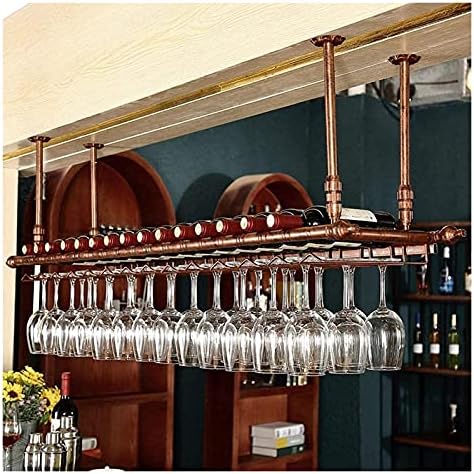 Adjustable Height Ceiling Wine Rack with Glass Holder 1