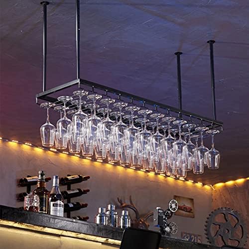 Suuim Adjustable Ceiling Wine Holder with Glasses Rack