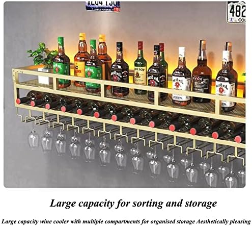 ZJDYDY 2-Layer Floating Wall Mounted Wine Rack with LED Light