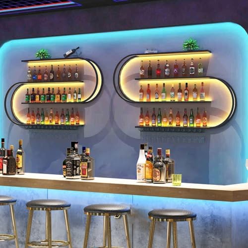 RAJYQODIS Wall Mounted Wine Rack 4-Tier Black Industrial