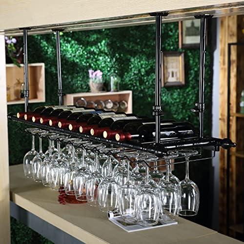 Industrial Metal Wine Rack with Adjustable Height Black 100cm
