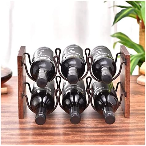 ALDEPO 6-Bottle Stackable Wall Mounted Wine Rack Brown