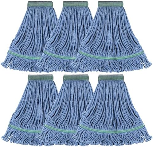 ONESIMUS 24oz Blue Cotton Looped Mop Head Replacements Pack of 6