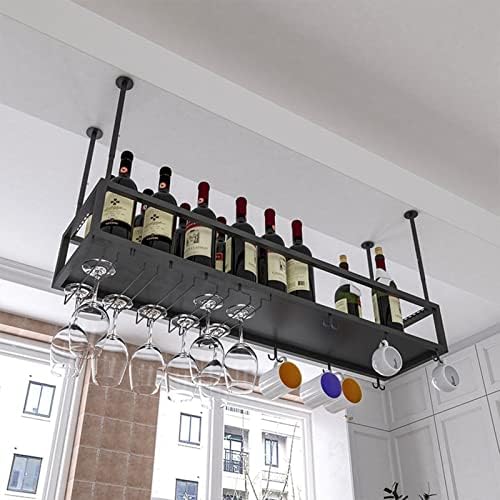 Suuim Iron Wine Holder Ceiling Rack with Adjustable Height