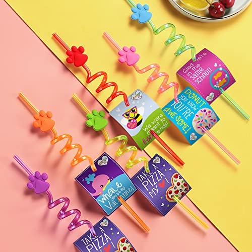 FZR Legend 24 Paw Patterned Drinking Straws with Cleaning Brush