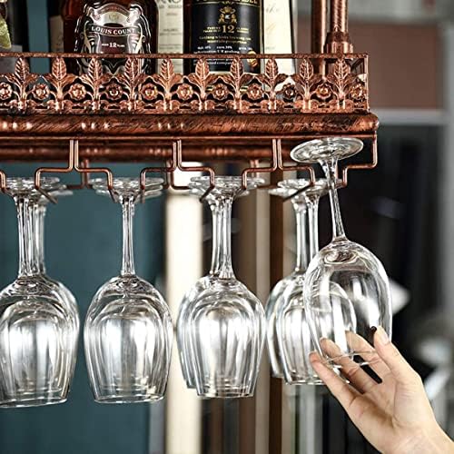 Adjustable Metal Ceiling Wine Rack Holder - 60x35cm Black