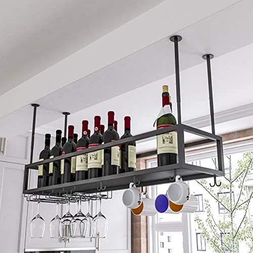 Suuim Iron Wine Holder Ceiling Rack with Adjustable Height