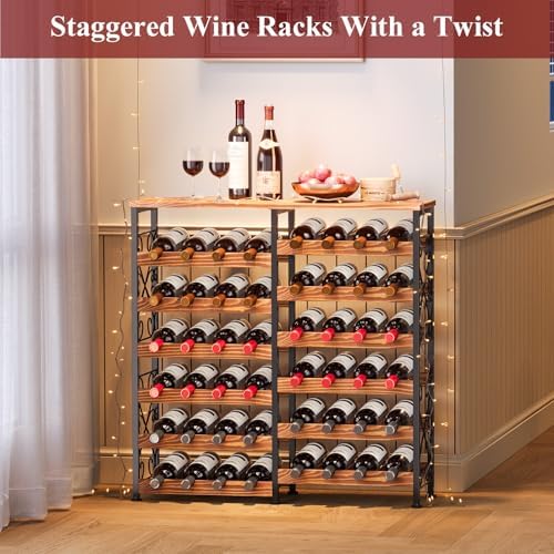 Sonyabecca 48 Bottle Freestanding Wine Rack with Solid Wood Top