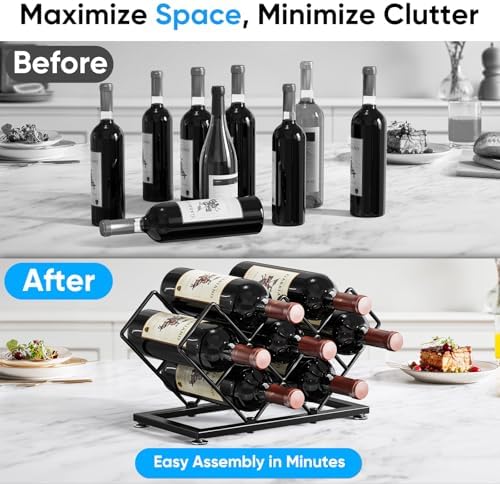 POKIPO 7 Bottle Tabletop Wine Rack Metal
