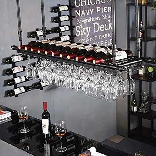 Adjustable Wall-Mounted Wine Rack with Glass Holder